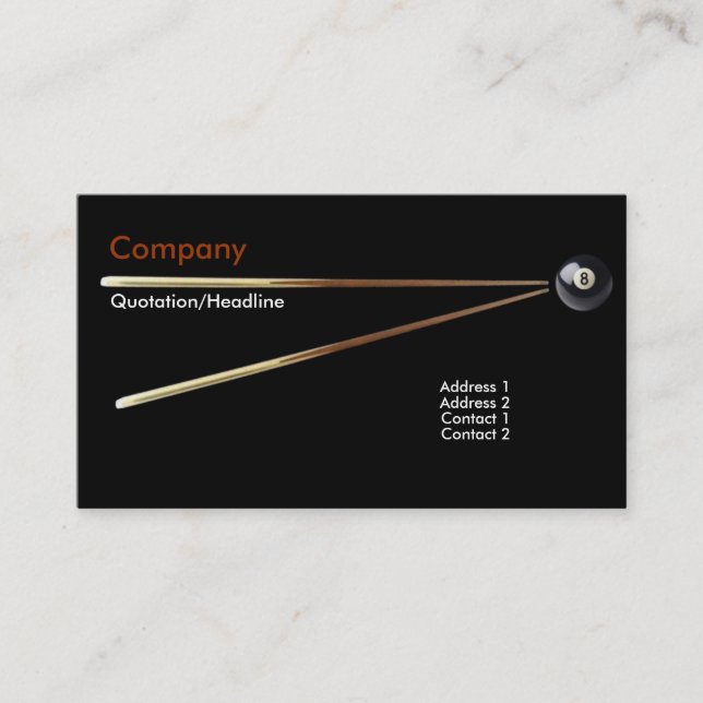Tarjeta De Visita Billiard Business Card (Anverso)