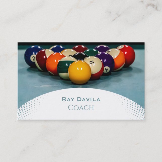 Tarjeta De Visita Billiard, entrenador de billar (Anverso)