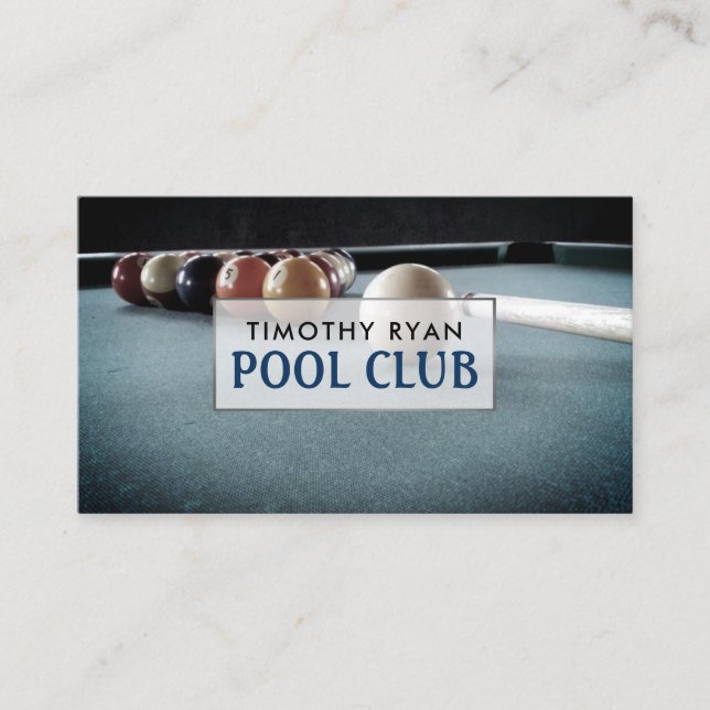 Tarjeta De Visita Billiards Table, Pool Club, Pool Player (Anverso)