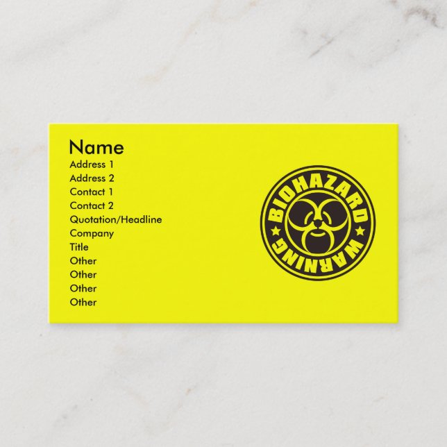 TARJETA DE VISITA BIOHAZARD (Anverso)