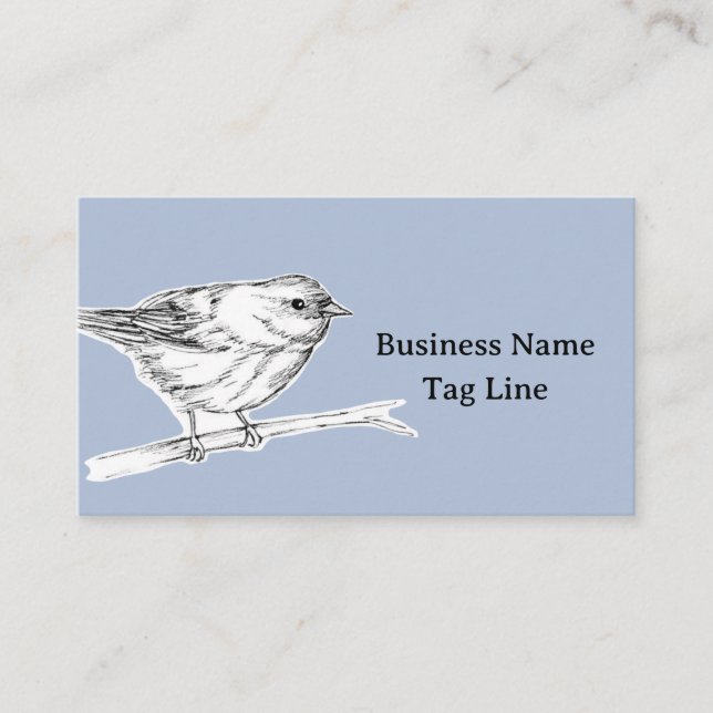 Tarjeta De Visita Bird Ink Drawing Blue Gray Nature Wildlife (Anverso)