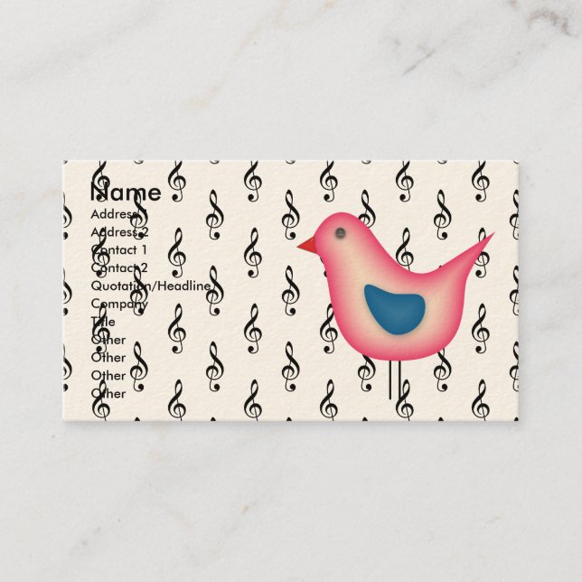 Tarjeta De Visita Birdie Musical (Anverso)