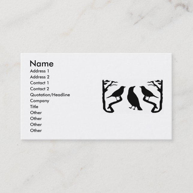 Tarjeta De Visita Birds Silhouette Business Card (Anverso)