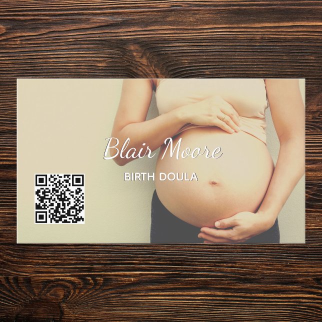 Tarjeta De Visita Birth Doula Midwife Personalizado QR (Birth Doula Business Cards)