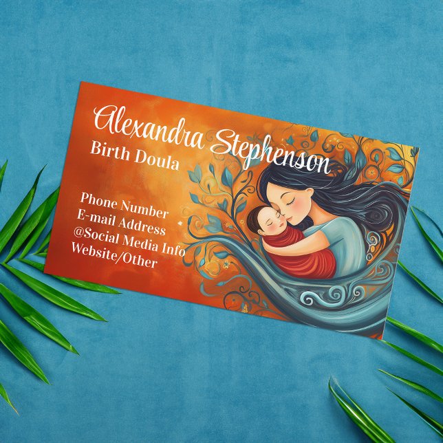 Tarjeta De Visita Birth Doula Mother Baby Art Natural Birthing  (birth doula business card)