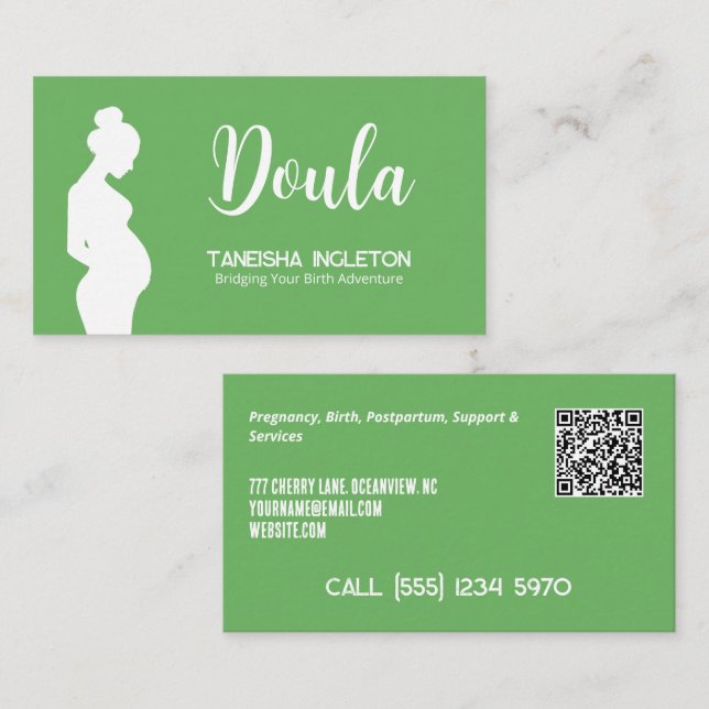 Tarjeta De Visita Birth Doula Personalizado QR (Anverso / Reverso)