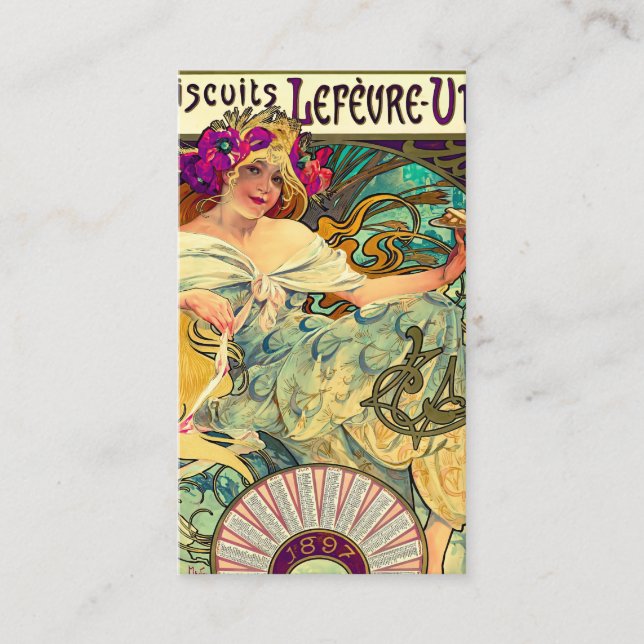 Tarjeta De Visita Biscuits Lefevre-Utile de Alphonse Mucha (1896) (Anverso)