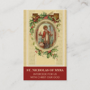 TARJETA DE VISITA BISHOP ST. NICHOLAS DE MYRA PRAYER HOLY