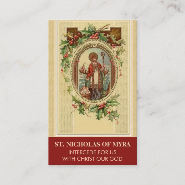 TARJETA DE VISITA BISHOP ST. NICHOLAS DE MYRA PRAYER HOLY (Anverso)