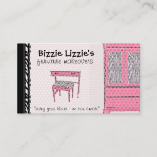 Tarjeta de visita Bizzie Lizzie Zebra y Dots