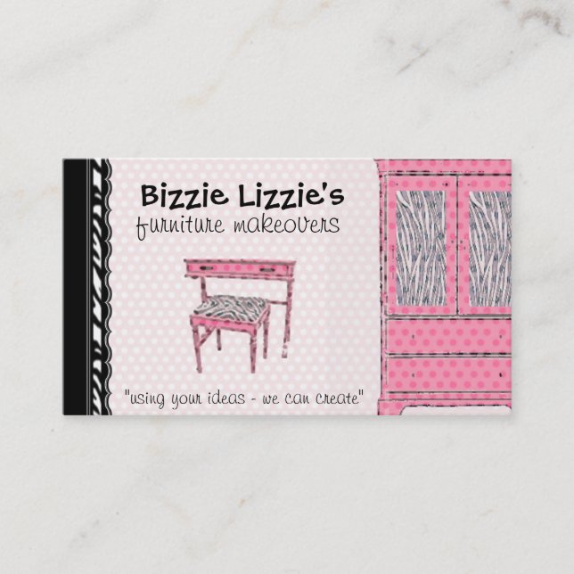 Tarjeta de visita Bizzie Lizzie Zebra y Dots (Anverso)