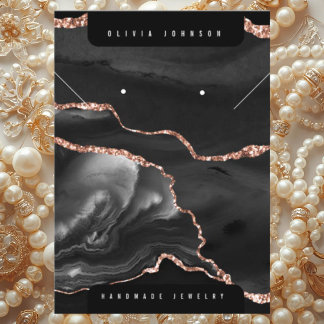 Tarjeta De Visita Black Agate Marble Jewelry Display Card