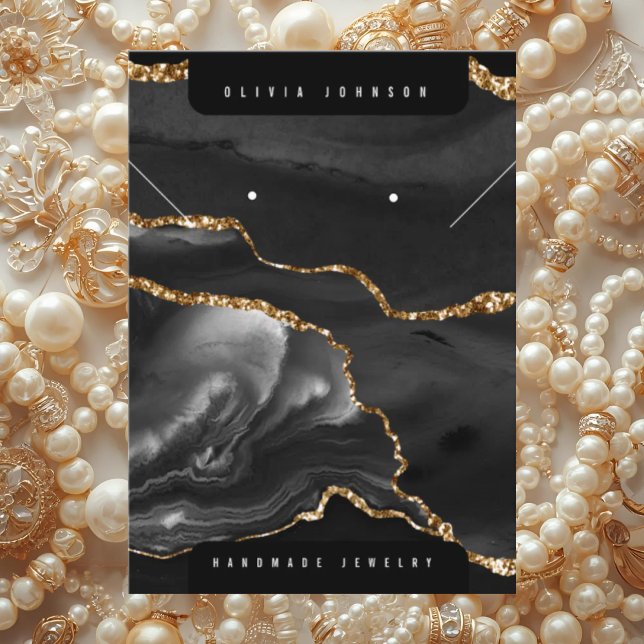 Tarjeta De Visita Black Agate Marble Jewelry Display Card (Subido por el creador)