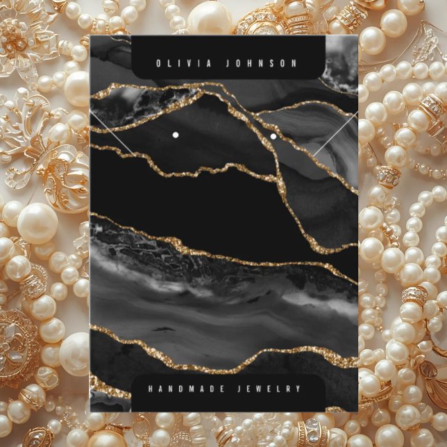 Tarjeta De Visita Black Agate Marble Jewelry Display Card (Subido por el creador)