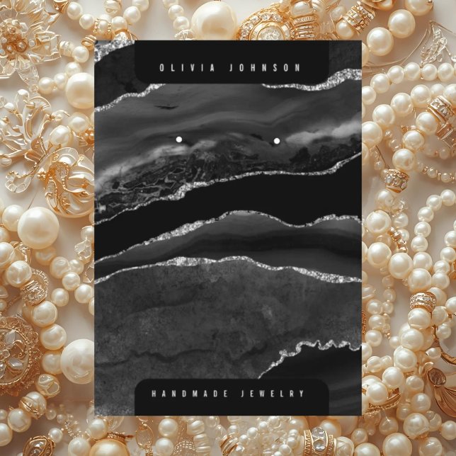 Tarjeta De Visita Black Agate Marble Jewelry Display Card (Subido por el creador)