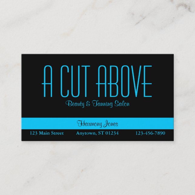Tarjeta de visita Black and Aqua Blue (Anverso)