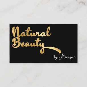 Tarjeta de visita Black and Faux Gold Natural Beau