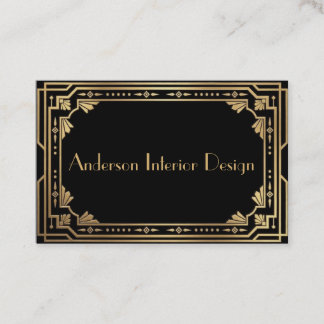 Tarjeta De Visita Black and Gold Art Deco Business Card