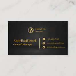 Tarjeta De Visita black and gold modern manager business card
