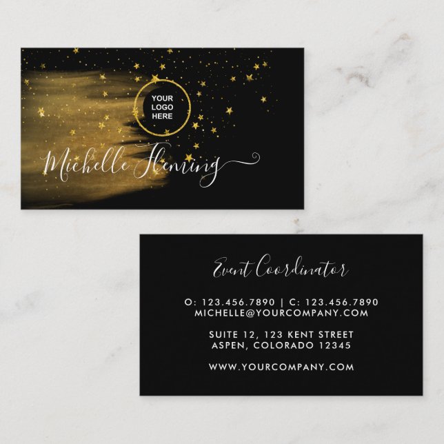 Tarjeta de visita Black and Gold Square (Anverso / Reverso)