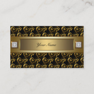 Tarjeta De Visita Black and Gold Swirls Elegant