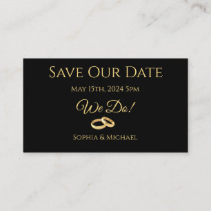 Tarjeta De Visita Black and Gold-We Do-Boda Rings-Save The Date