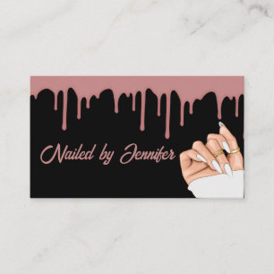 Tarjeta De Visita Black and Rosa Gold Nail Tech
