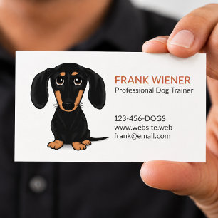 Tarjeta De Visita Black and Tan Dachshund   Perro de dibujos animado