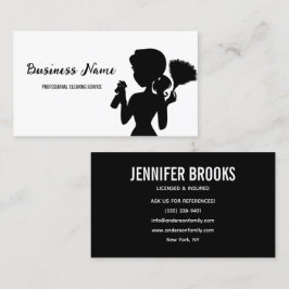 Tarjeta De Visita Black and white Cleaning Service Housekeeper Maid