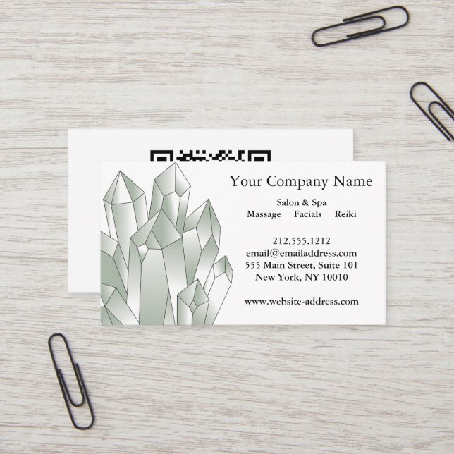Tarjeta De Visita Black and White Crystals Salon Spa  (Anverso/Reverso In Situ)