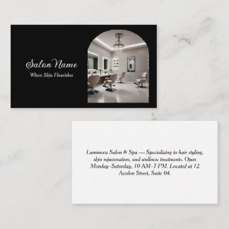 Tarjeta De Visita Black and White Modern Arch Salon Spa