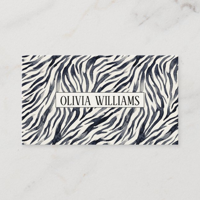 Tarjeta De Visita Black and White Zebra Print Pattern (Anverso)