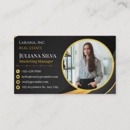 Tarjeta De Visita black and yellow modern manager business card