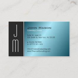 Tarjeta De Visita Black Aqua Monogram Professional Business Card