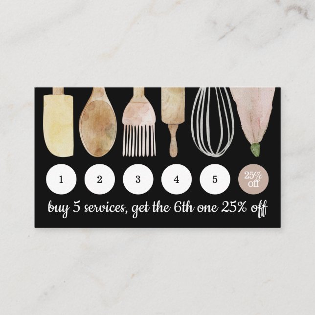 Tarjeta De Visita Black Bakery herramienta pastelería lealtad a la c (Anverso)