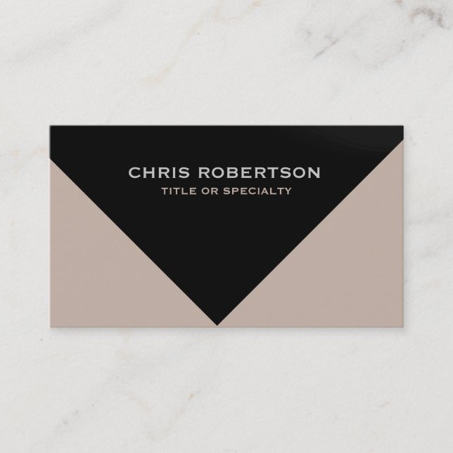 Tarjeta De Visita Black Beige Modern Simple Plain Business Card (Anverso)