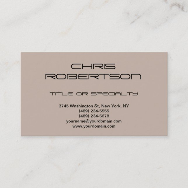 Tarjeta De Visita Black Beige Modern Simple Plain Business Card (Anverso)