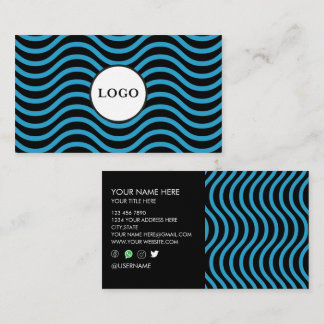 Tarjeta De Visita Black Bondi Blue Wave Design Business Card