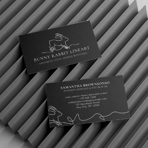 Tarjeta De Visita Black Bunny Rabbit Line Art Baby Animal