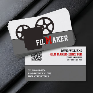 Tarjeta De Visita Black camera and QR code film maker 