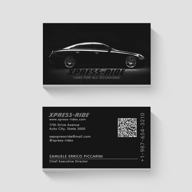 Tarjeta De Visita Black Car Rental Service Black Business Card (Subido por el creador)
