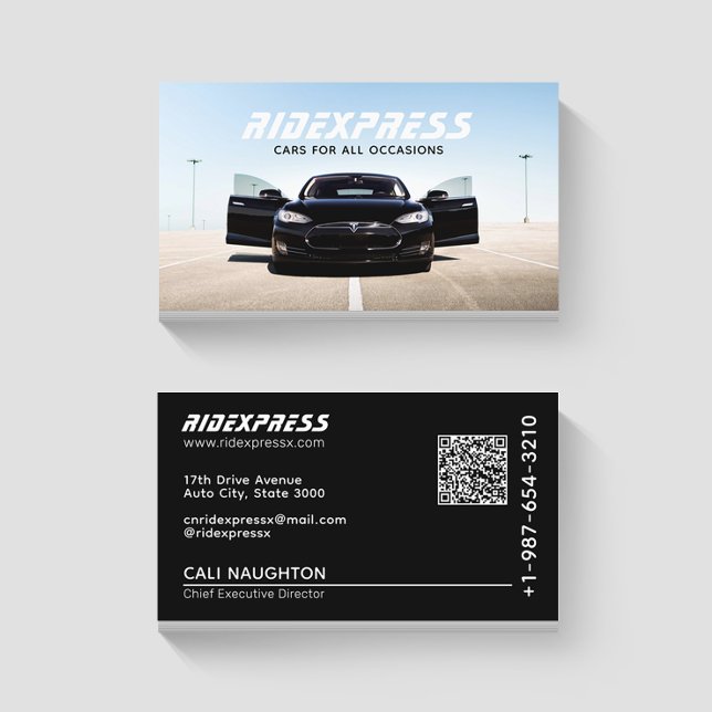 Tarjeta De Visita Black Car Rental Service Black Business Card (Subido por el creador)