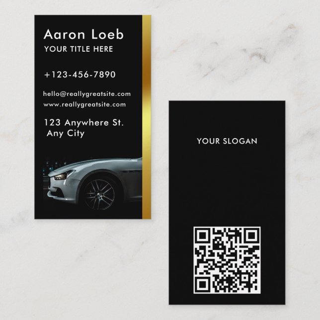 Tarjeta De Visita Black Carbon Fiber Gold Luxury Car Hire Chauffeur (Anverso / Reverso)