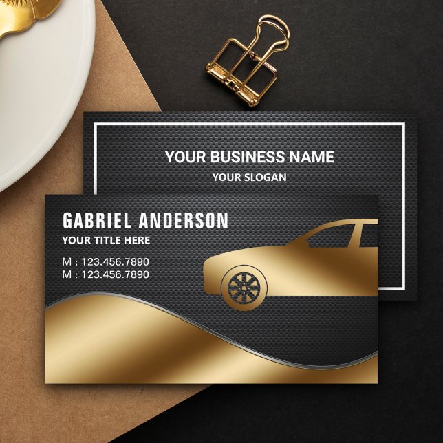 Tarjeta De Visita Black Carbon Fiber Gold Luxury Car Hire Chauffeur (Subido por el creador)