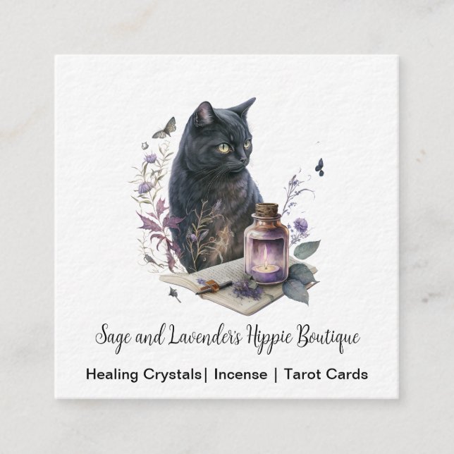 Tarjeta de visita Black Cat Magick Square (Anverso)