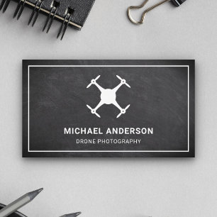 Tarjeta De Visita Black Chalkboard Fotografía moderna de drones