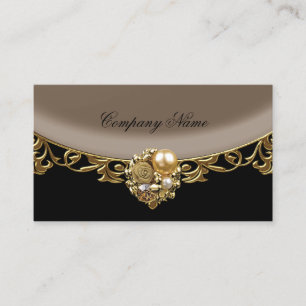 Tarjeta De Visita Black Coffee Brown Gold Elegant Boutique Profile