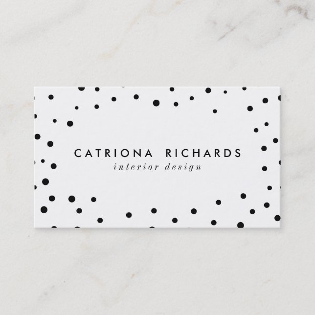 Tarjeta De Visita Black Confetti Dots Modern Business Card (Anverso)