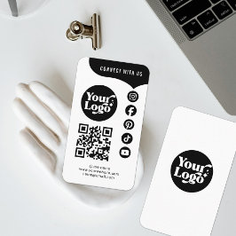 Tarjeta De Visita Black Connect Blanco Con El Código QR De Los Ee.Uu