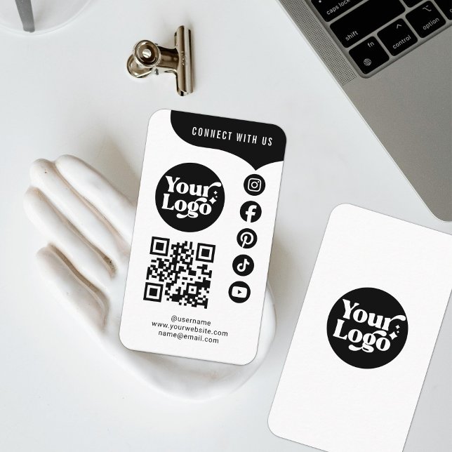 Tarjeta De Visita Black Connect Blanco Con El Código QR De Los Ee.Uu (Subido por el creador)